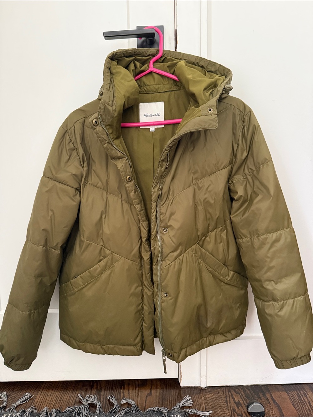 Madewell Olive Puffer Jacket with Hood